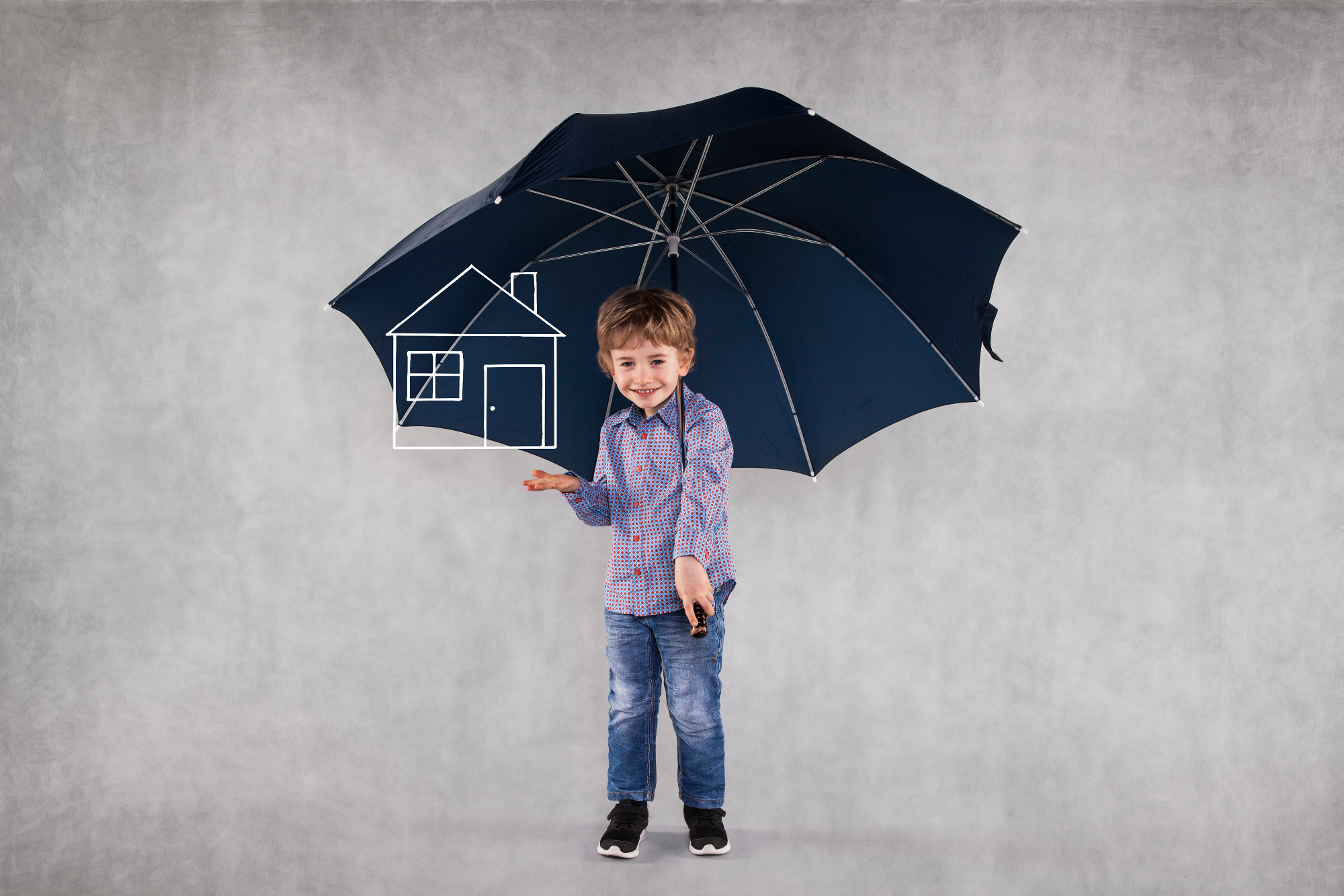 child under umbrella